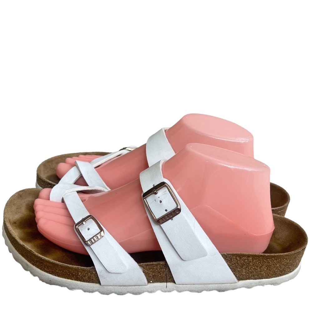 Birkenstock Mayari White Birko-Flor Toe Loop Sandals Buckles Size 10 women/M8